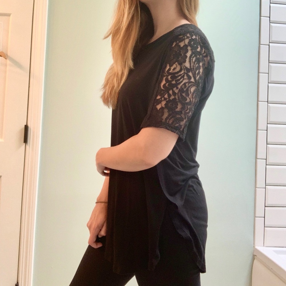 Old Navy Black tunic top with lace detail
